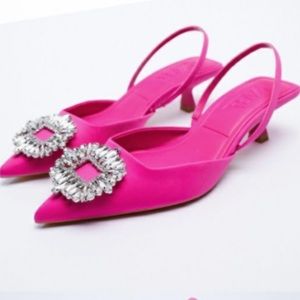 Zara SHIMMERY SLINGBACK HEELS